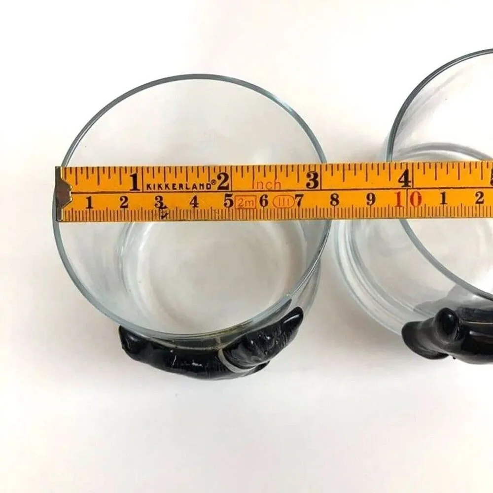 MCM Cocktail Glasses Scottie Dog Scottish Terrier Art Glass 12 oz Set of 2